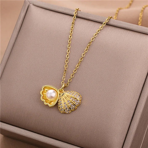 Korean Openable Shell Pearl Necklace