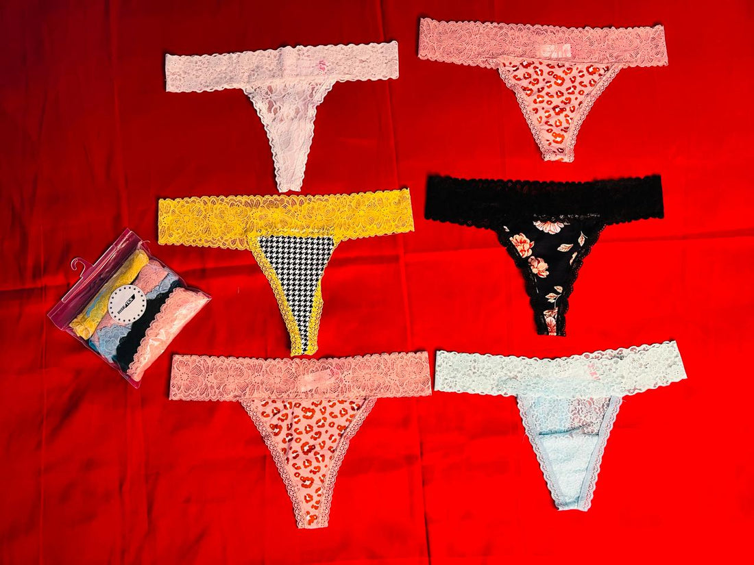 6 Pcs Lace Thong (Assorted Color)