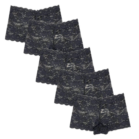 5 Pcs Premium Lace Panty (Black Color)